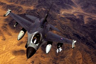 A Royal Netherlands Airforce F-16 over Afghanistan