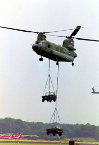 Chinook with two jeeps as slung load